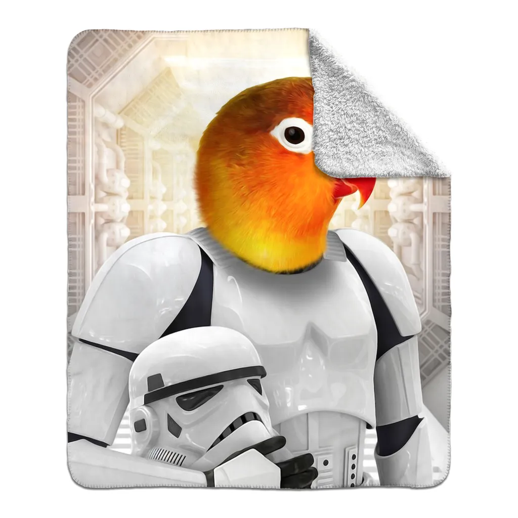 Storm Blooper - Storm Trooper & Star Wars Inspired Custom Pet Portrait Fleece Sherpa Blanket