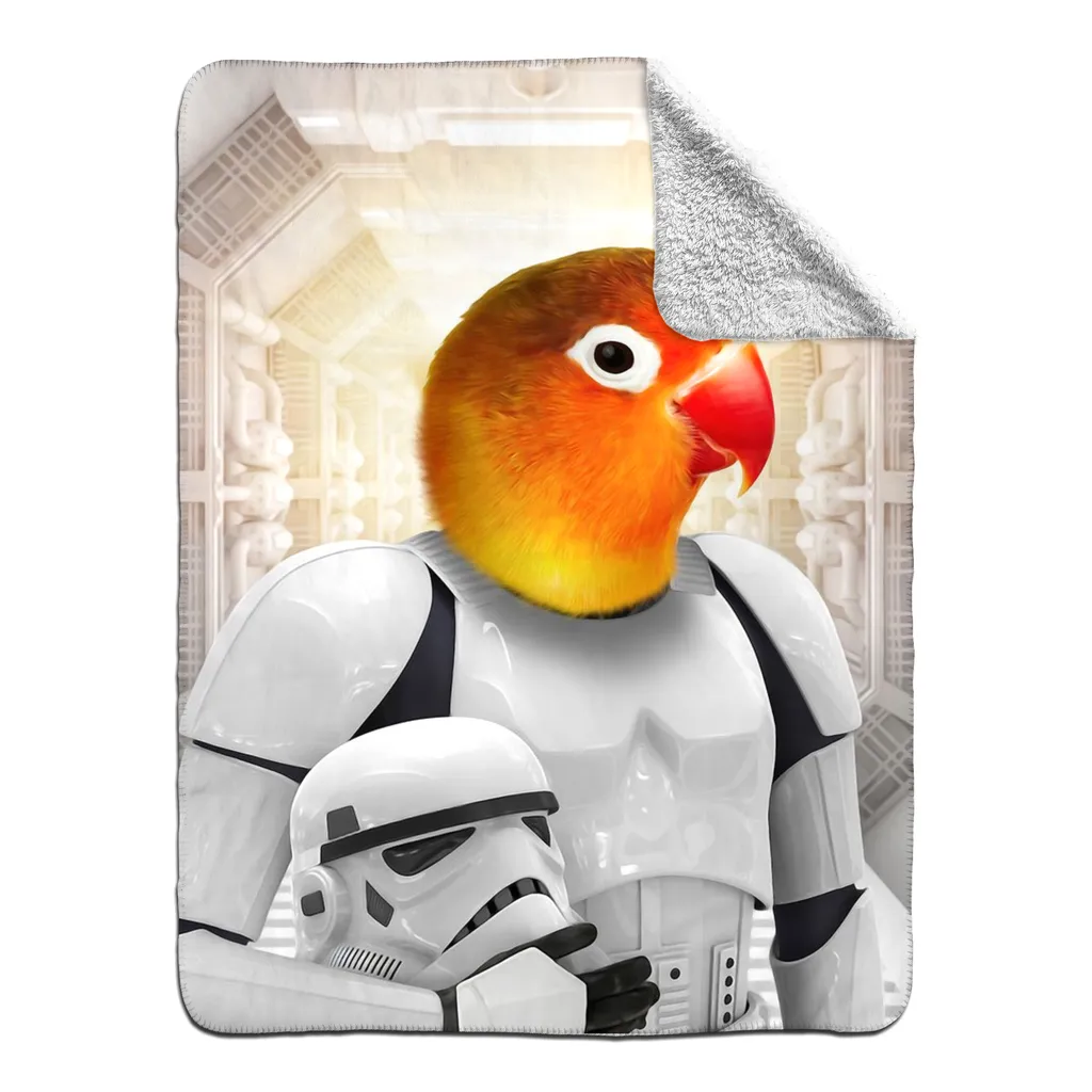 Storm Blooper - Storm Trooper & Star Wars Inspired Custom Pet Portrait Fleece Sherpa Blanket