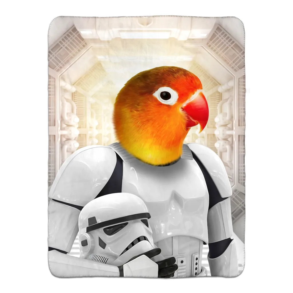 Storm Blooper - Storm Trooper & Star Wars Inspired Custom Pet Portrait Fleece Sherpa Blanket