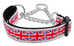 Tiled Union Jack(UK Flag) Nylon Ribbon Collar Martingale Medium