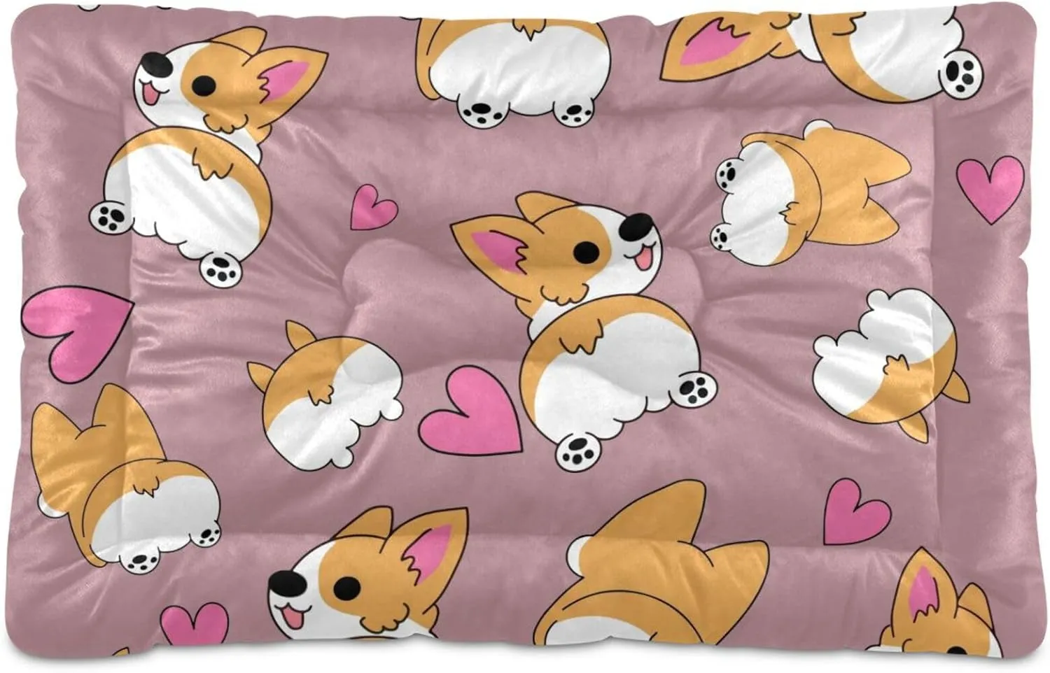 Ultra Soft Pet Bed Washable Dog Bed Crate Mat for Dogs Fleece Dog Crate Kennel Pad Cat Pet Bed Liner 24x18in Beautiful and Funny Corgi SOG
