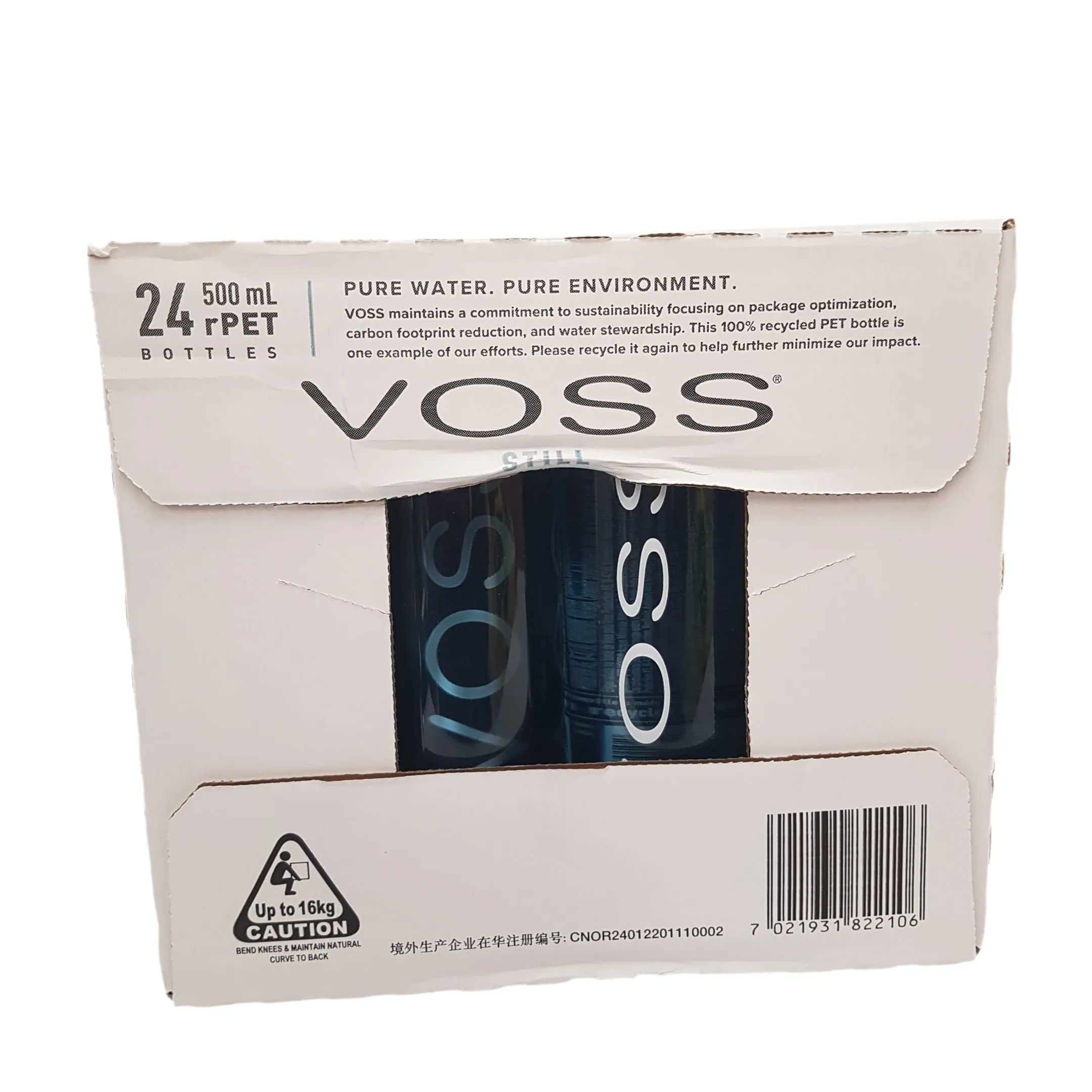 VOSS Still water 24×500ml PET Bottles