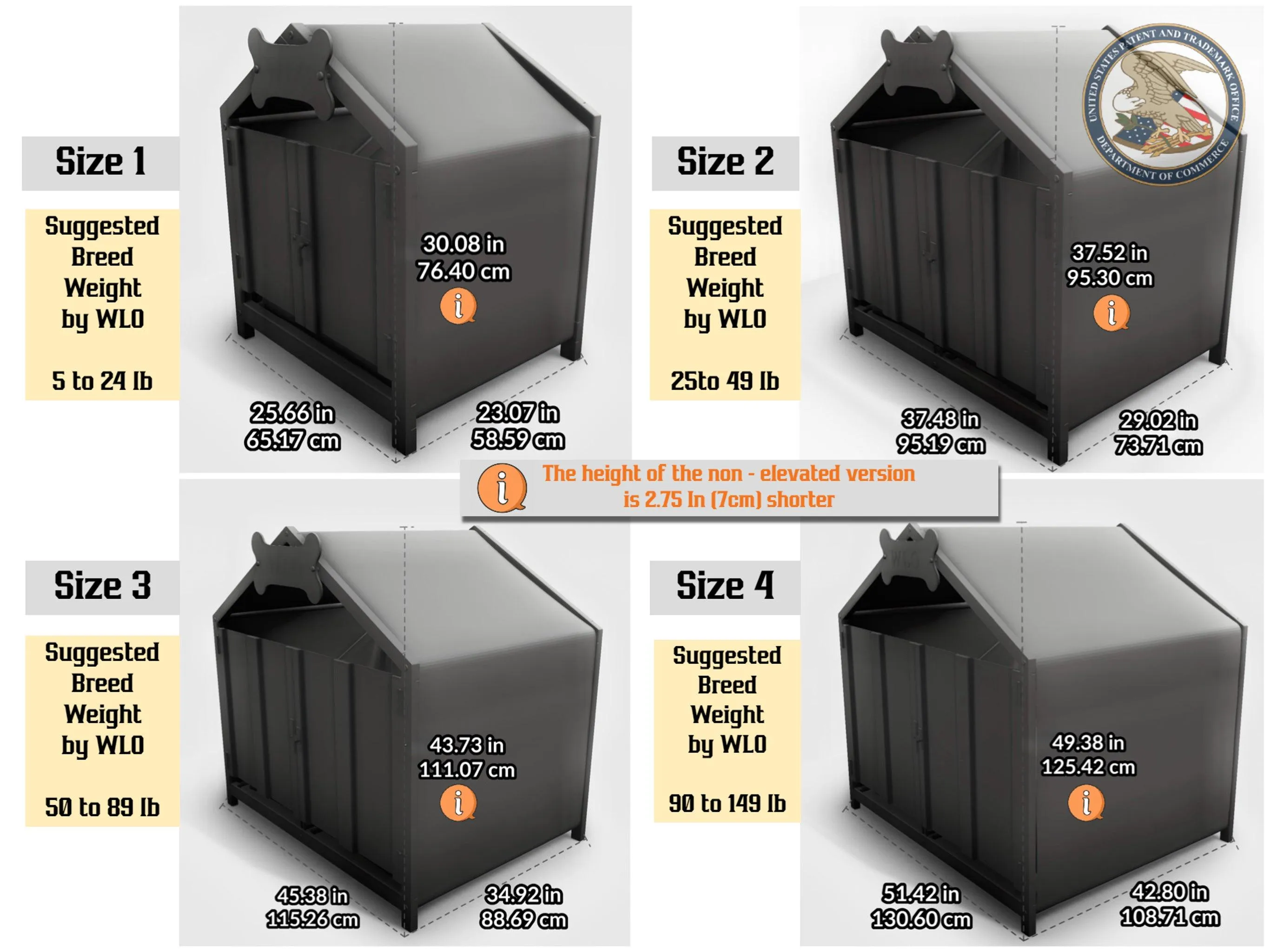 WLO® Black Gabled Elevated Modern Dog House