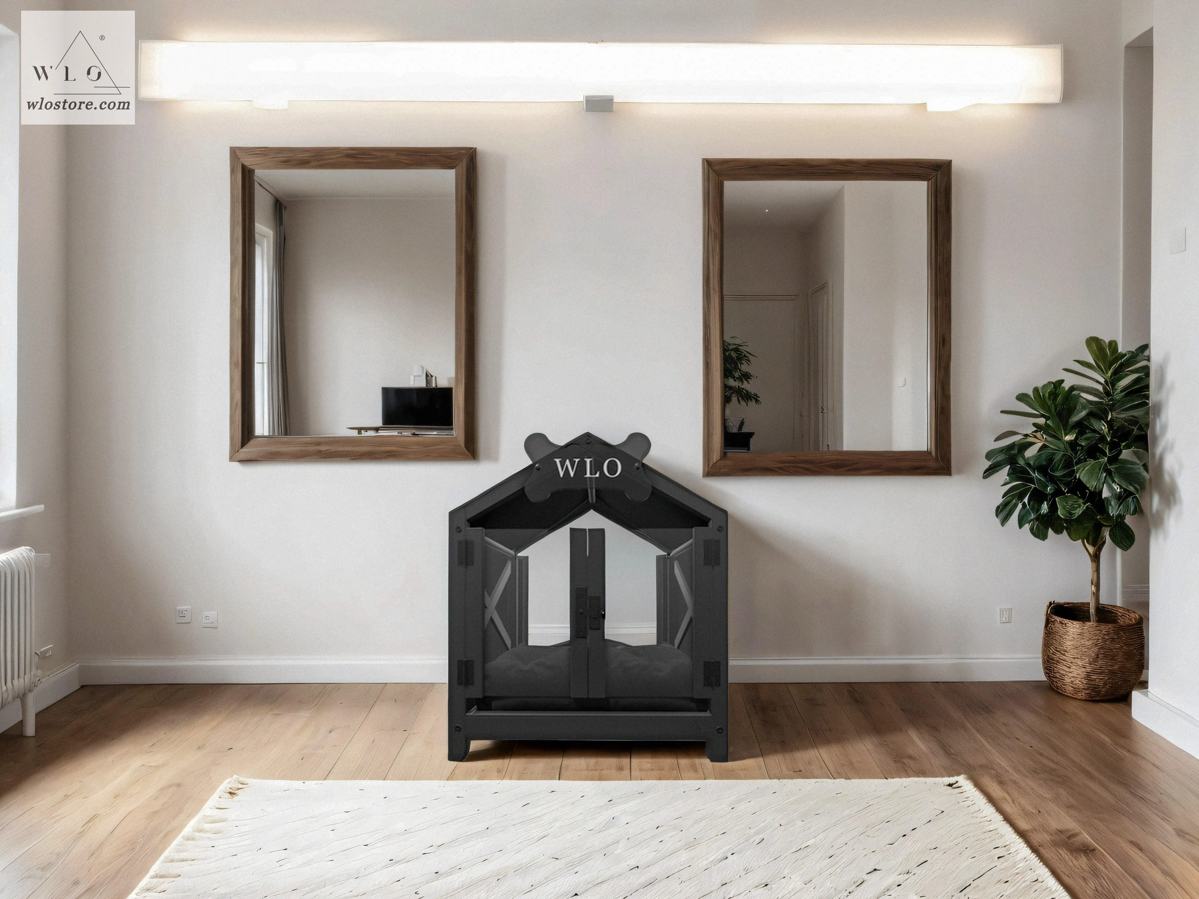 WLO® Black Gabled Elevated Modern Dog House
