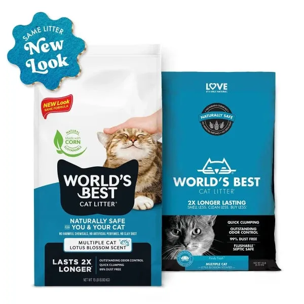WORLD'S BEST Multiple Cat Lotus Blossom Scented Clumping Cat Litter