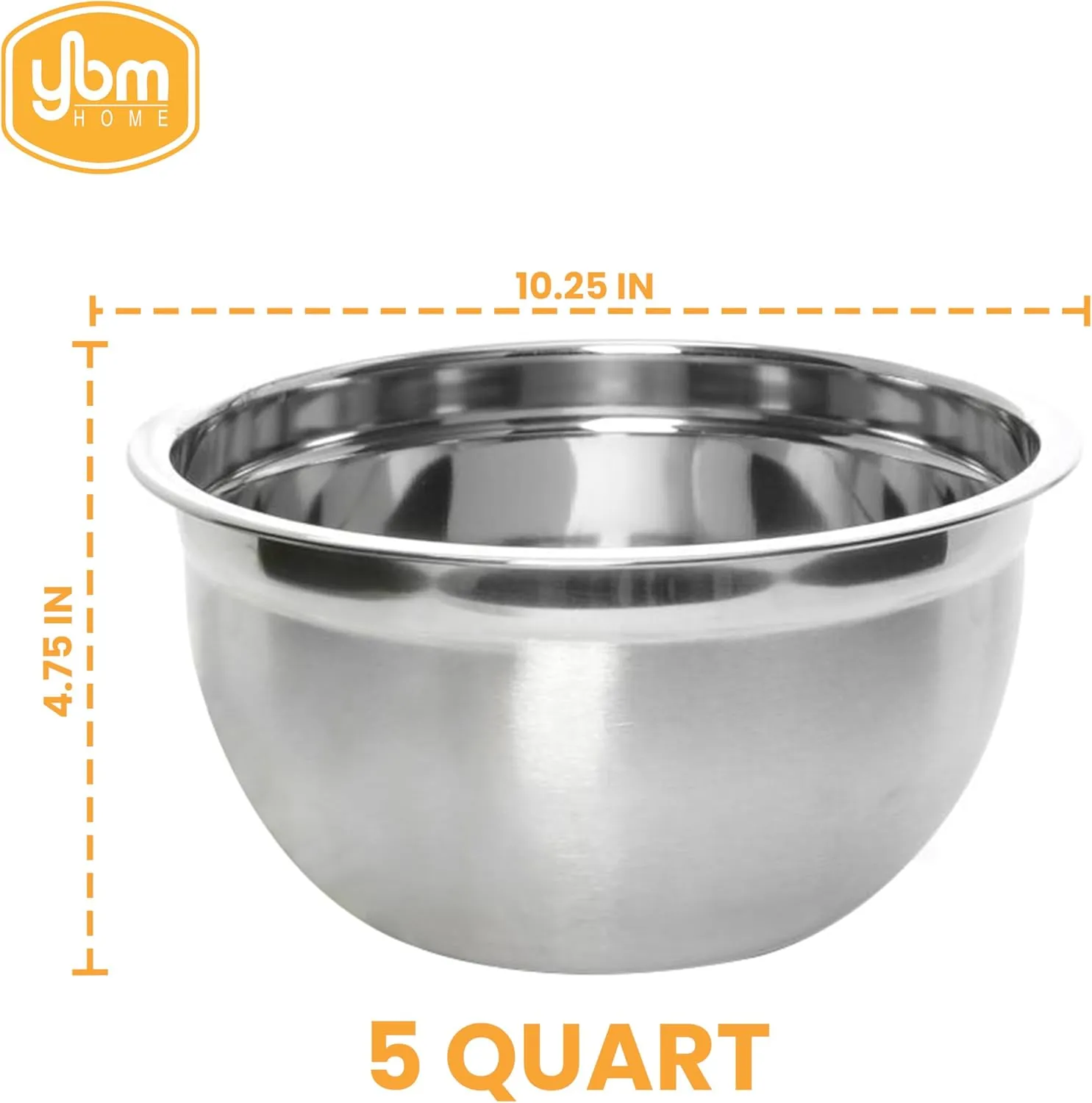 YBM Home Deep Professional Quality Stainless Steel Mixing Bowl For Serving Mixing Cooking Baking ( 5 Quart )