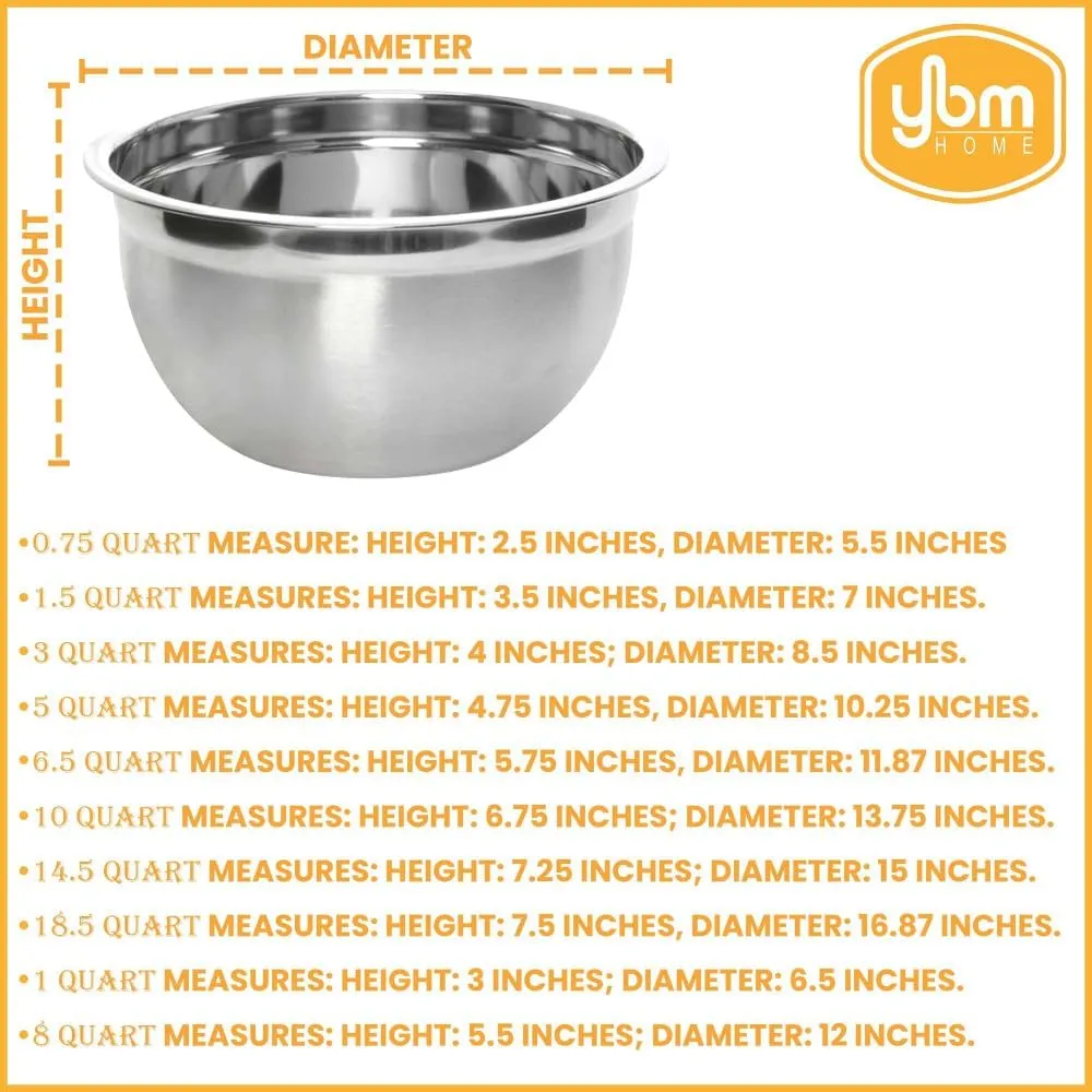 YBM Home Deep Professional Quality Stainless Steel Mixing Bowl For Serving Mixing Cooking Baking ( 5 Quart )