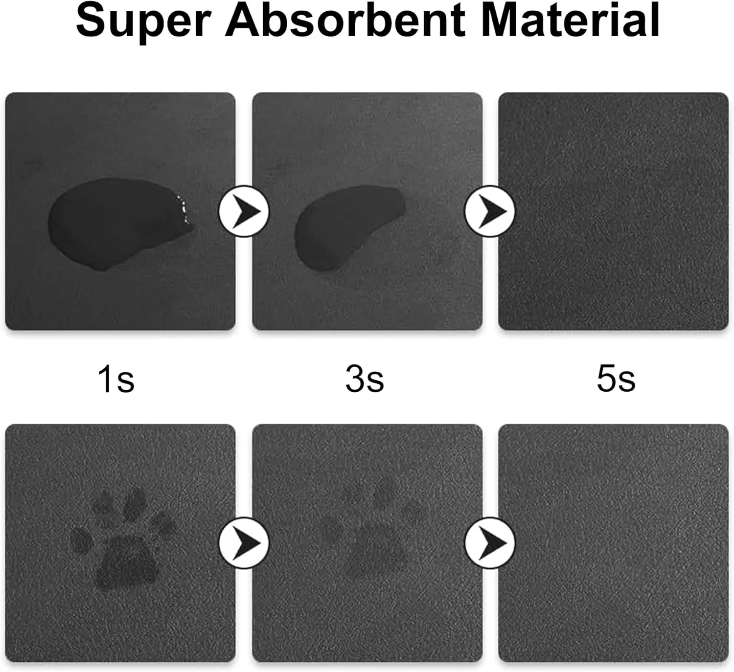 YCT Cat Food Mat for Pet Dogs - Non-Slip Super Absorbent, with Multiple Cat Heads Logo, 18.1 x 11.8 Inches, Black