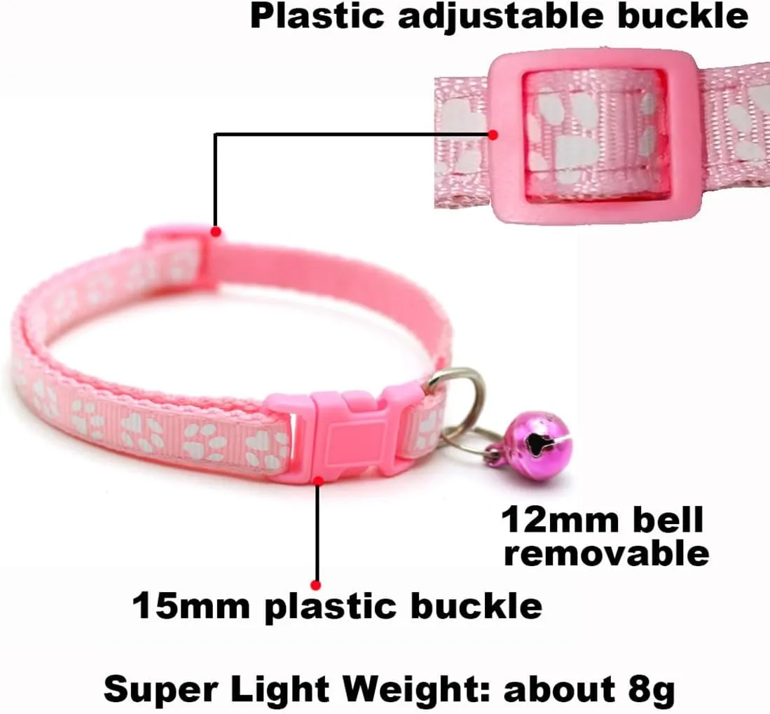 Yellow Dog Collar with Bell, 2-Pack Cat Collar with Bell Reflective Puppy Collar Nylon Soft Adjustable Buckle for XXS XSmall Extra Small Tiny Boy Girl Pets Female Kitten Yorkie Teacup Chihuahua Small