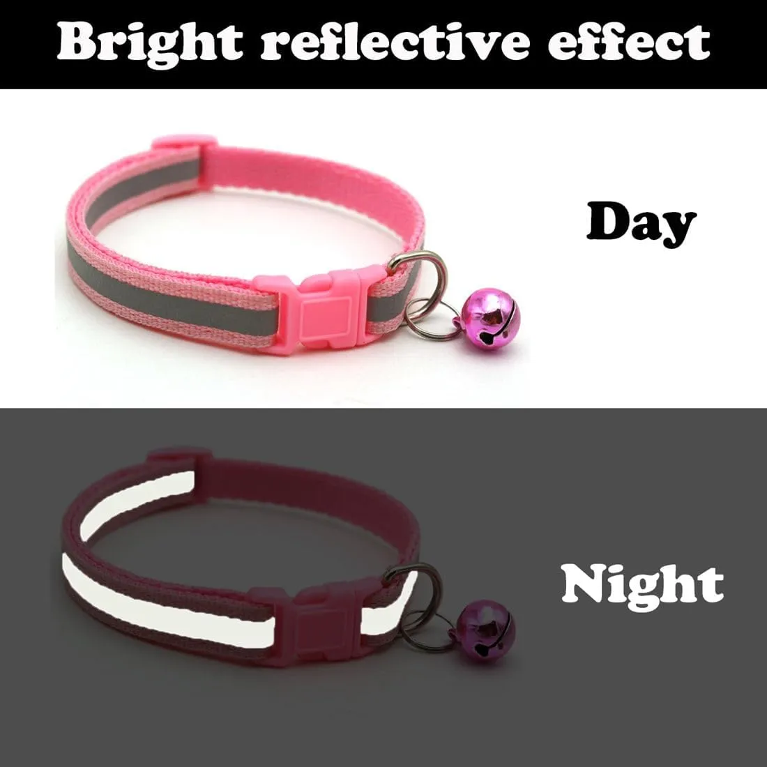 Yellow Dog Collar with Bell, 2-Pack Cat Collar with Bell Reflective Puppy Collar Nylon Soft Adjustable Buckle for XXS XSmall Extra Small Tiny Boy Girl Pets Female Kitten Yorkie Teacup Chihuahua Small