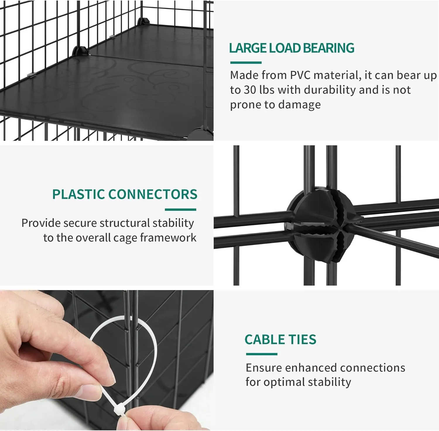 YITAHOME 2 Tier Large Indoor Cat Cage Crate, DIY Pet Playpen with Detachable Metal Wire, Kitten Kennel Condo with Ladder for Small Animals - Puppy Rabbit Bunny Squirrel, Black