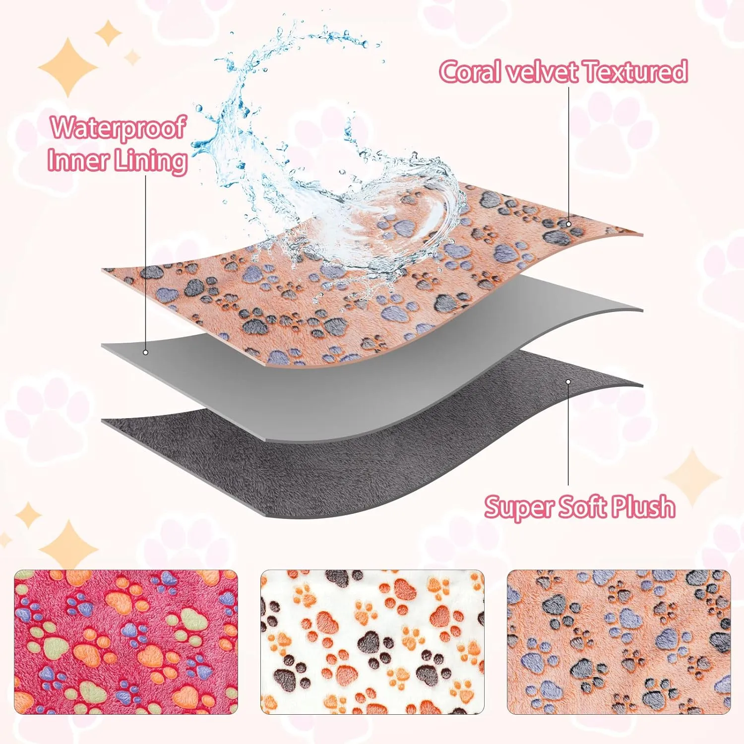 YUEPET Waterproof Guinea Pig Blankets Washable 3 Pack Small Animal Fleece Cage Liners Pet Soft Sleep Mat Pad Cover Warm Flannel Throw for Hamster Guinea Pig Rabbit Chinchilla Hedgehog Ferret 23"16"