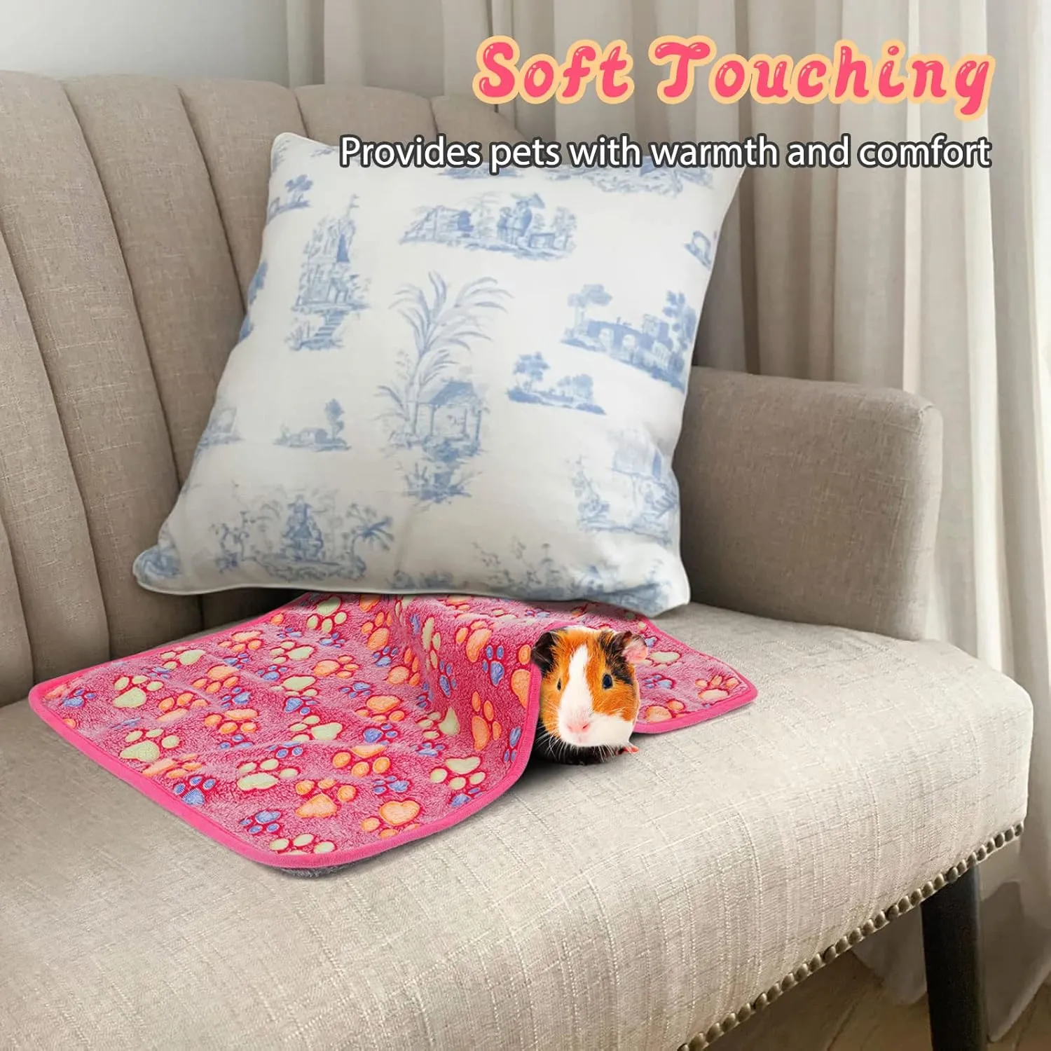 YUEPET Waterproof Guinea Pig Blankets Washable 3 Pack Small Animal Fleece Cage Liners Pet Soft Sleep Mat Pad Cover Warm Flannel Throw for Hamster Guinea Pig Rabbit Chinchilla Hedgehog Ferret 23"16"