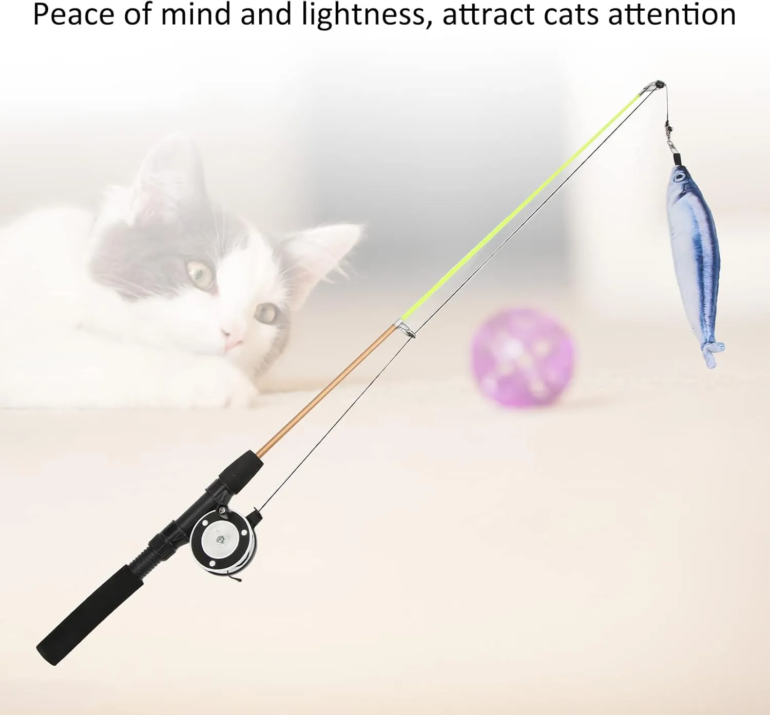 ZJchao Funny Cat Stick Flexible Interactive Telescopic Fishing Rod Toy for Cats (Saury Fishing Rod)